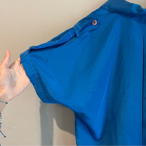 Vintage Women’s short sleeve button up blue top SK & Company secretary blouse - Picture 5 of 7